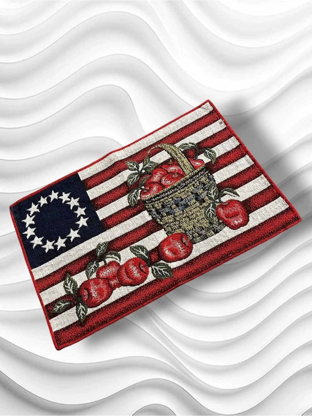 Set of 4 Patriotic Stars Stripes Tapestry American Flag Apple Basket Placemats